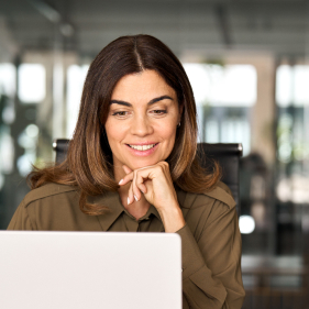 Woman looking at laptop