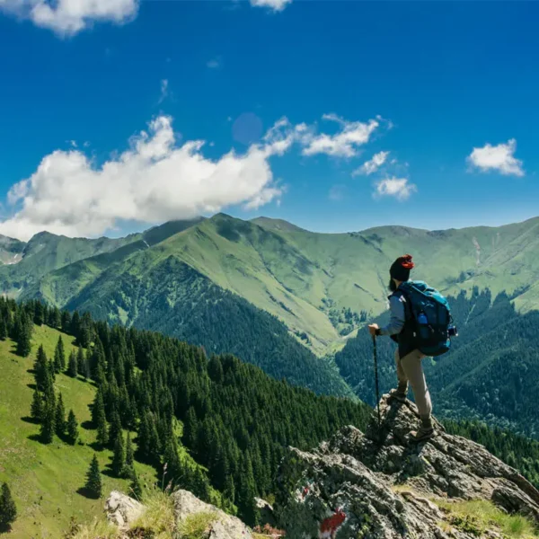 Hiking in mountains