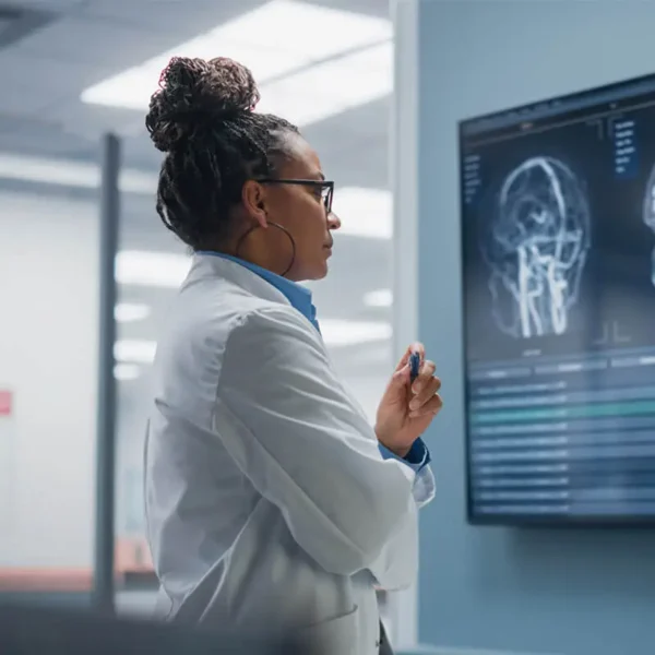 Doctor looking at brain MRI